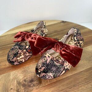 Sam Edelman Girls Felicity Velvet Ballet Flats Size 2 Dress Shoe W/Bow